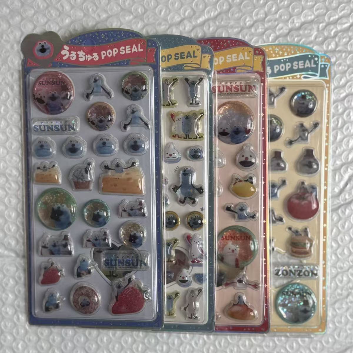 Food Grocery Snacks - 4 個漫画レトロ食品スタイル 3D レリーフゼリー透明ステッカー創造性手作りノートブック興味深い装飾おもちゃ