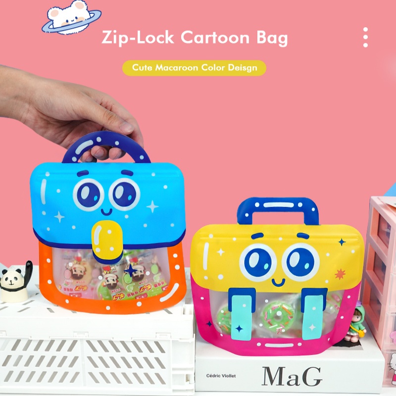 Food Or Snacks - 子供の日のための漫画のポータブルポーチ,誕生日パーティーのギフトバッグ,食品グレード,マカロンカラー,卒業式のシーリングポケット,20個,50個