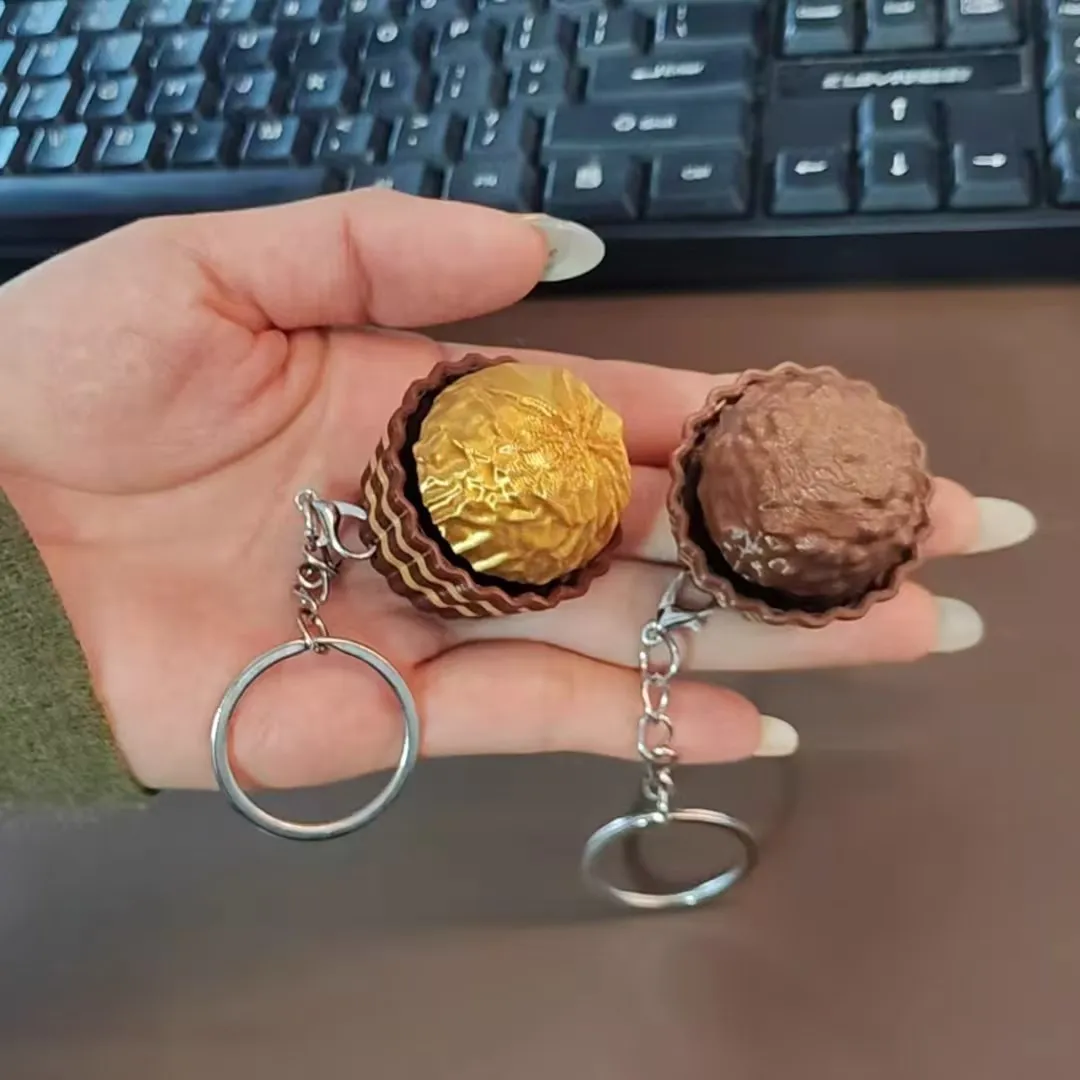 Food Or Snacks - ドバイチョコレートキーボードキーホルダーストレス解消フィジェットボタンアイスクリームキーキャップフィジェットクリッカーキーホルダー減圧おもちゃギフト
