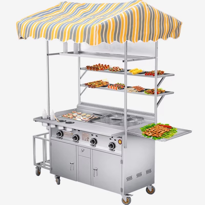 Food Snacks To Sell - ガス式移動式スナックカート 屋外用移動販売カート（ベーキングパン保温機能付き）