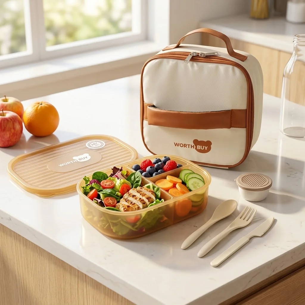 取り外し可能なプラスチック製弁当箱。電子レンジ対応。仕切り付 - Food Or Snacks のレビューと価格