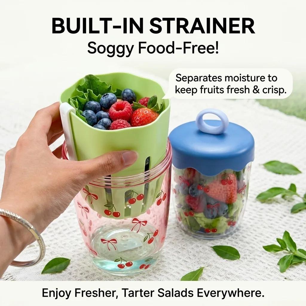 蓋付きのプラスチック製フルーツサラダカップ、水切りバスケット - Food Or Snacks のレビューと価格