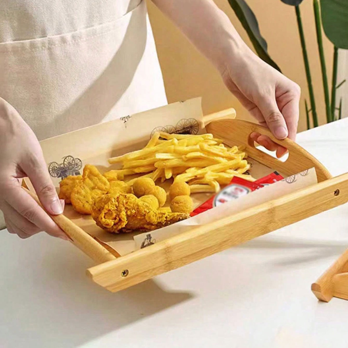 長方形のスナック、フルーツ、パン、木製トレイ、レストラン用、 - Food Snacks Restaurant のレビューと価格