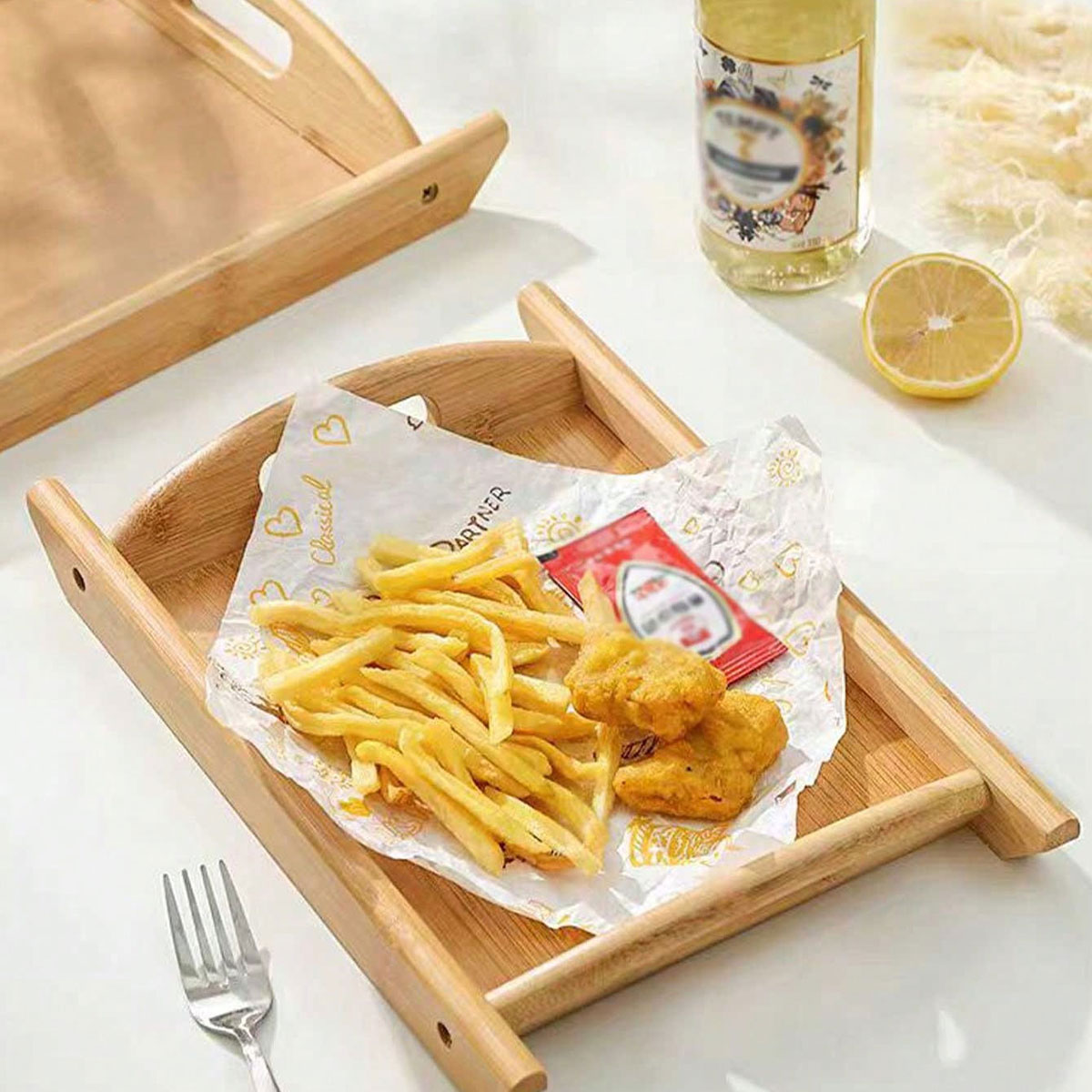 長方形のスナック、フルーツ、パン、木製トレイ、レストラン用、 - Food Snacks Restaurant のレビューと価格