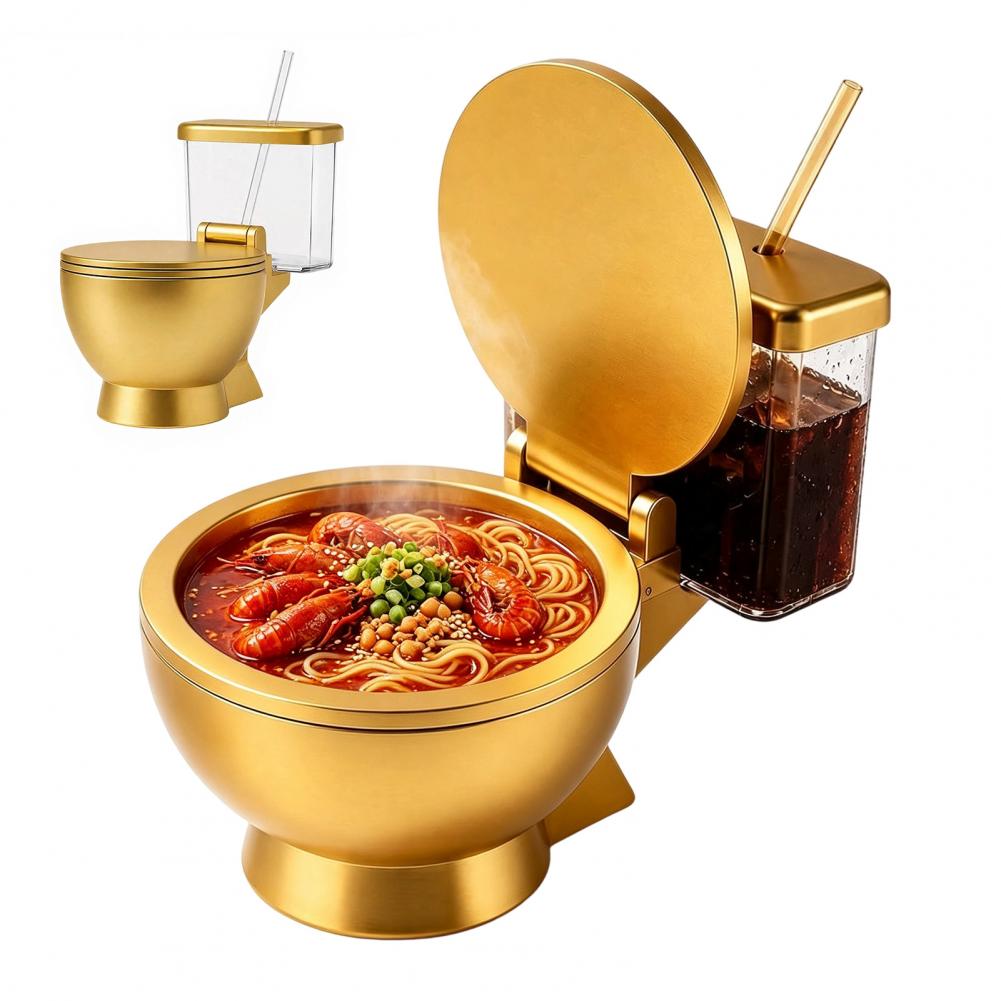 トイレ型ラーメンボウルセット、内蔵ドリンクカップとストローデ - Food Drink Snacks のレビューと価格